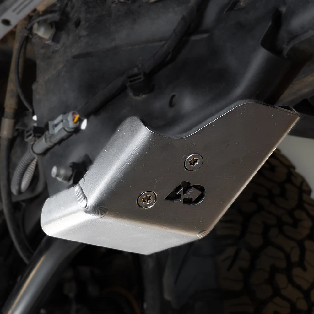 Grenadier Rear Control Arm Skid Plates installed