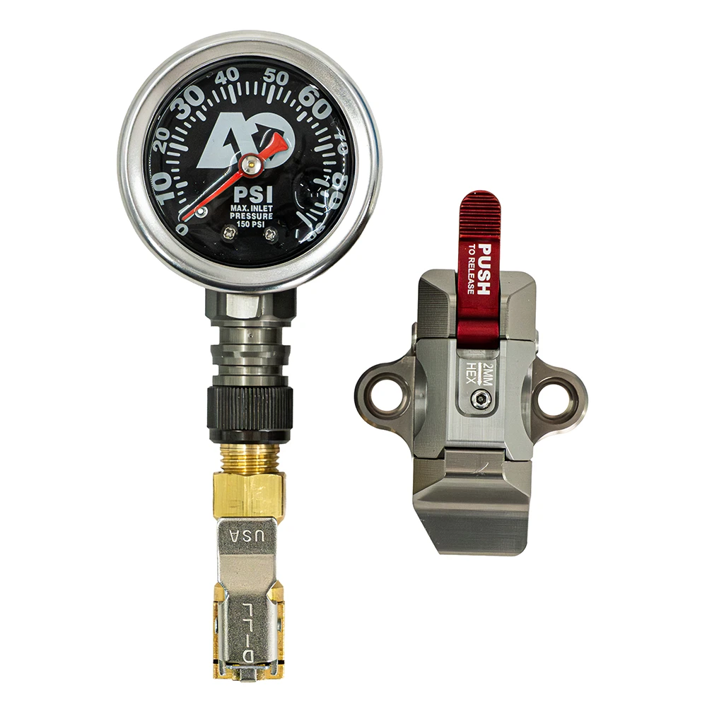 Apex Tire Pressure Gauge w/ Clip On Chuck & Snap Mount by Agile Offroad