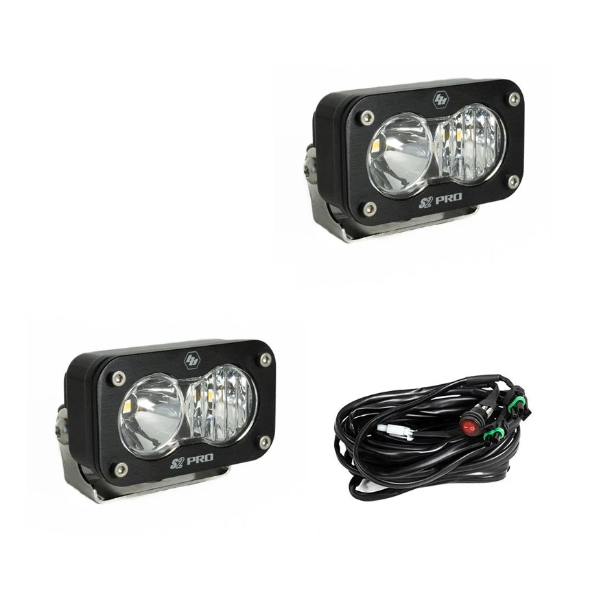 S2 Pro Black LED Auxiliary Light Pod Pair - Clear