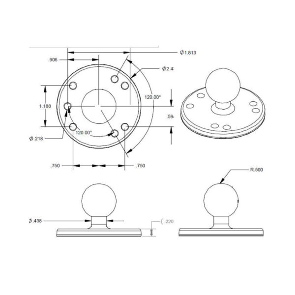 RAM® Round Plate with Ball - B Size