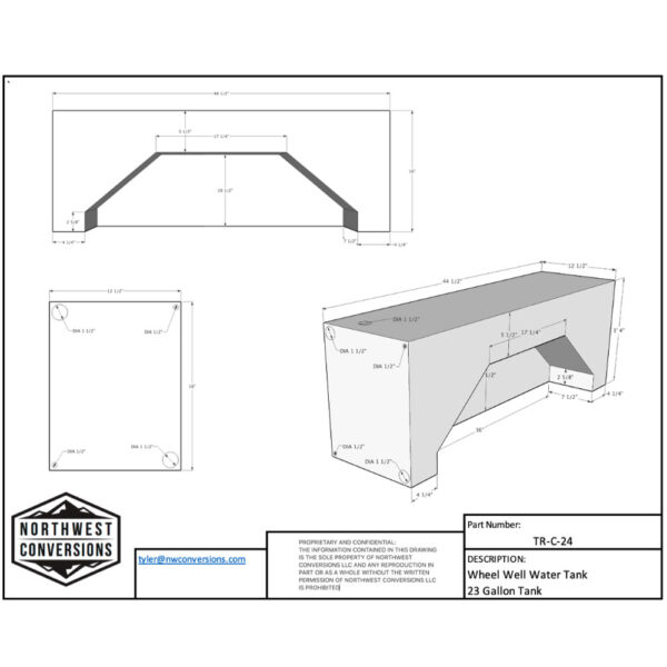 25 Gallon Transit Wheel Well Water Tank