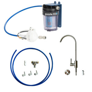 H2O Guzzle Bundle + Stealth Water Filter + Revel Install Kit / Shut Off Tee For Pex + Stainless Steel